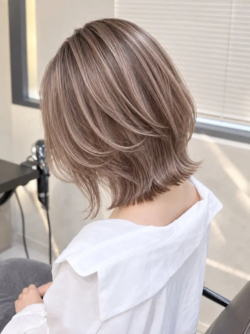 ミディアム ボブレイヤー ボブ レイヤーカット カット ヘアカラー 海外っぽボブ/ レイヤー|新井美有紀のヘアスタイル