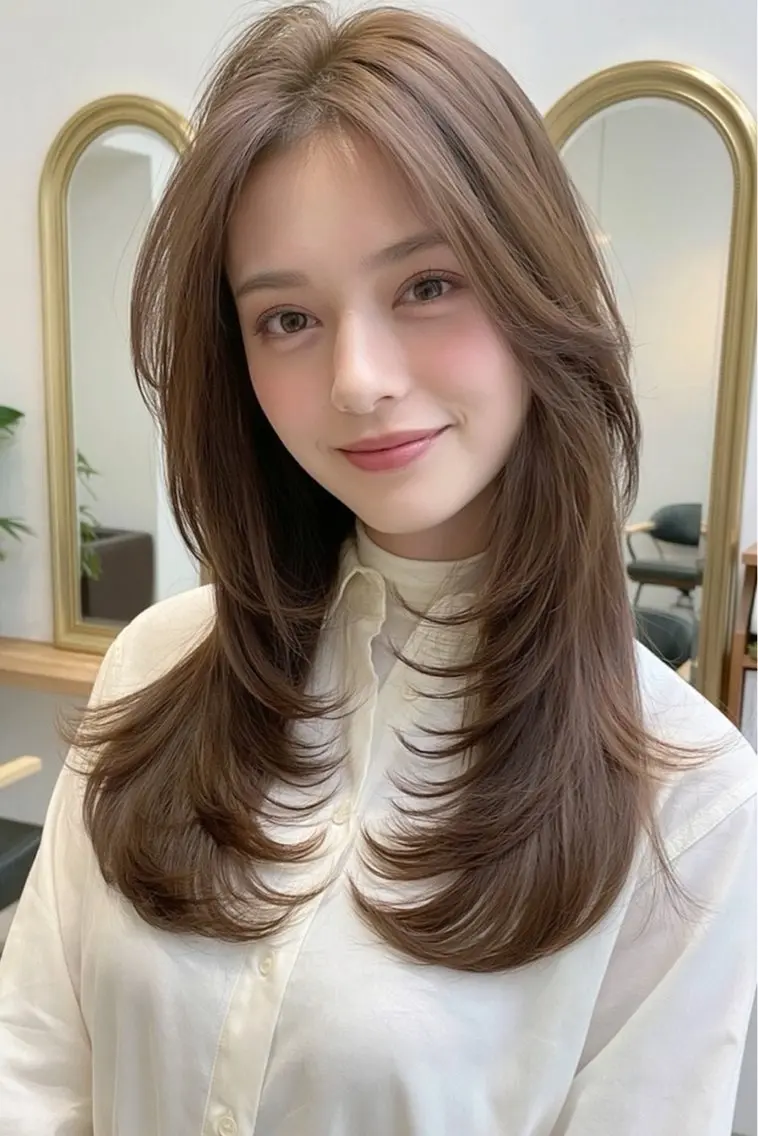 ロング バタフライレイヤー/ ニシトモユキのヘアスタイル
