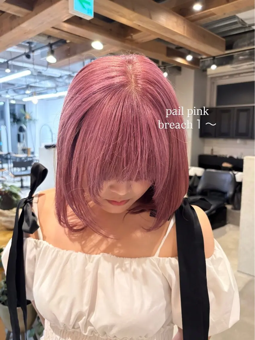 カラー ピンクカラー 無料カットモデル募集 柔らかベージュカラーのヘアスタイル