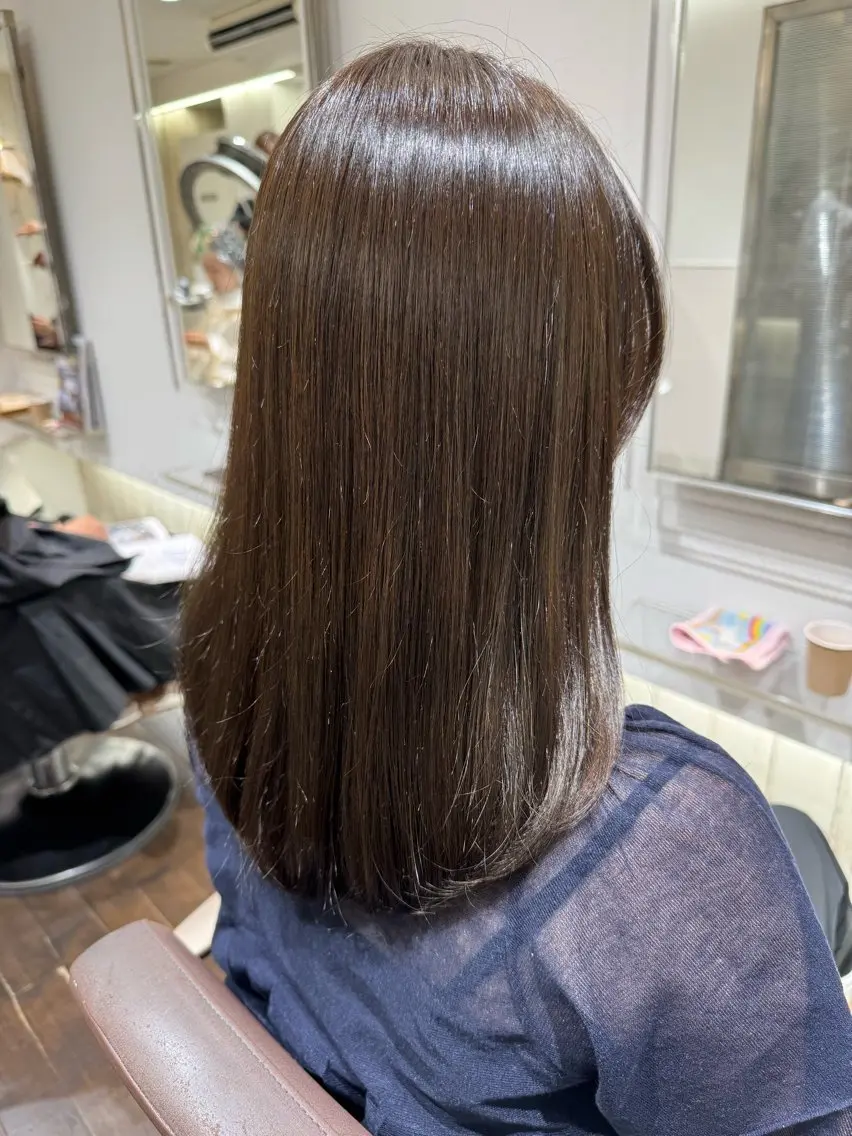 セミロング パーマ カット パーマ 縮毛矯正 デジタルパーマ🫧 韓国風ヘア🫧サクラのヘアスタイル