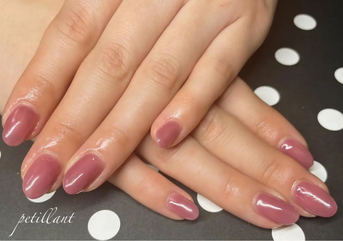 ネイル ワンカラーネイル ピンク nail salon petillantのネイルデザイン