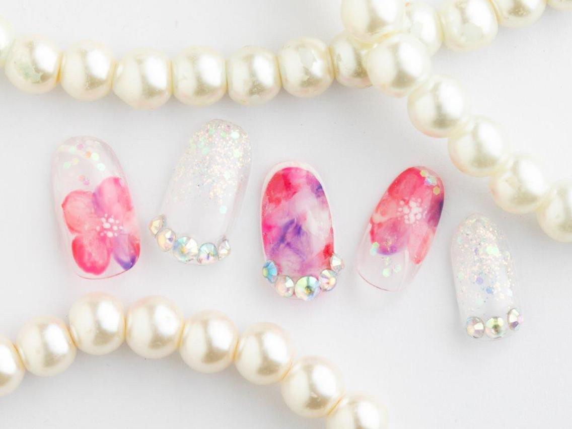 ネイル 桜ネイル クリアネイル フットネイル ジェルネイル キラキラネイル 💗🪽Tiary Nail🪽💗のネイルデザイン