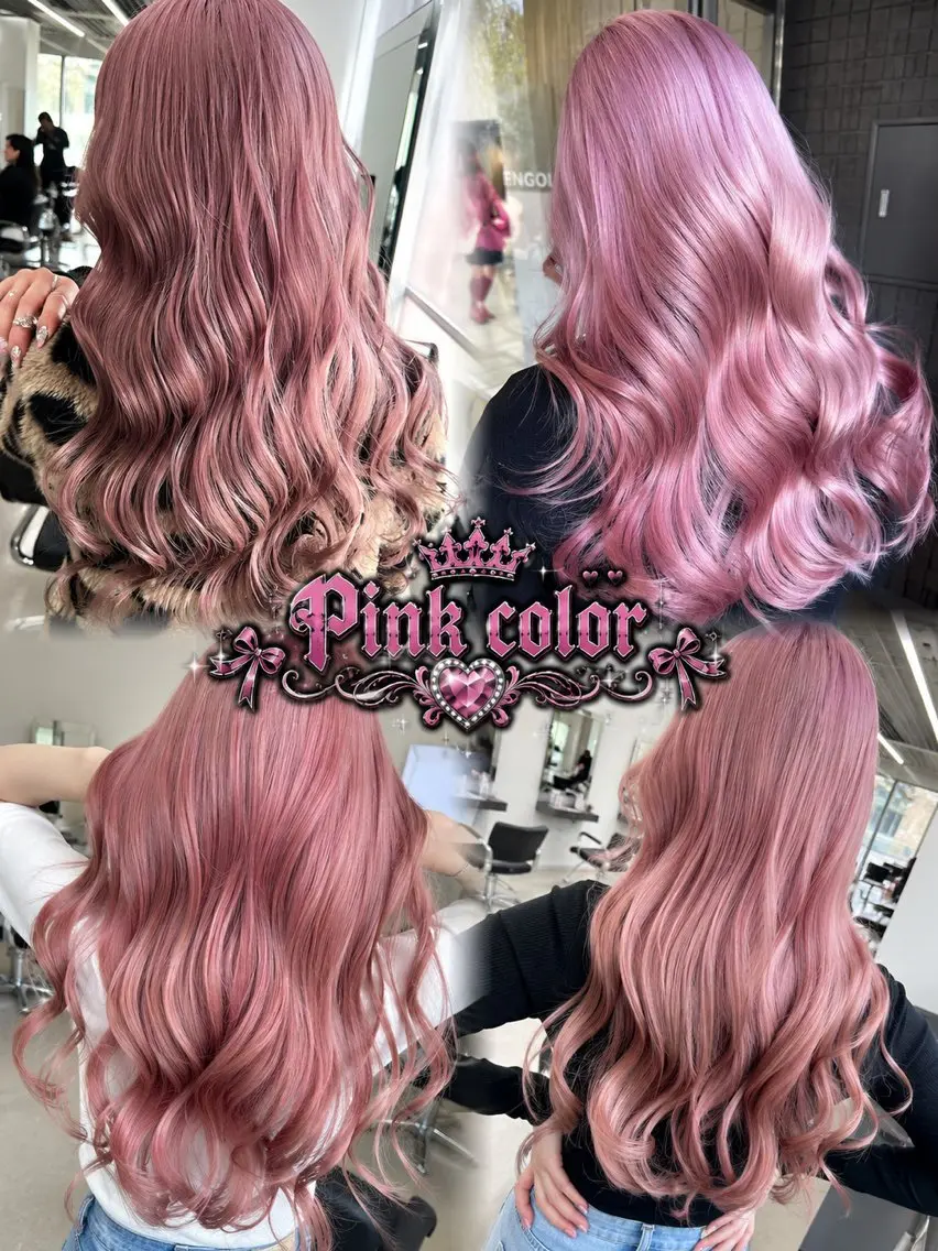 カラー ブリーチ ピンクカラー ヘアカラー 高橋 采江のヘアスタイル