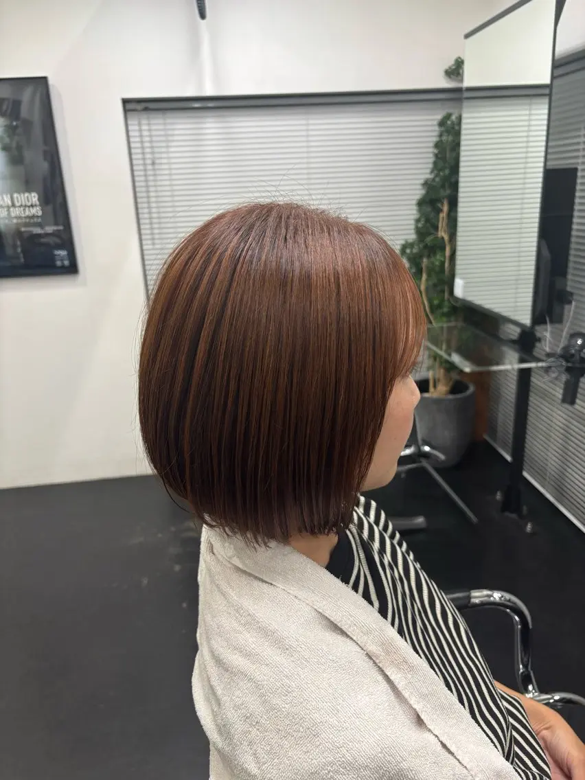 ミディアム カラー ブラウンカラー オレンジ オレンジブラウン ブリーチモデル募集 古内柊のヘアスタイル