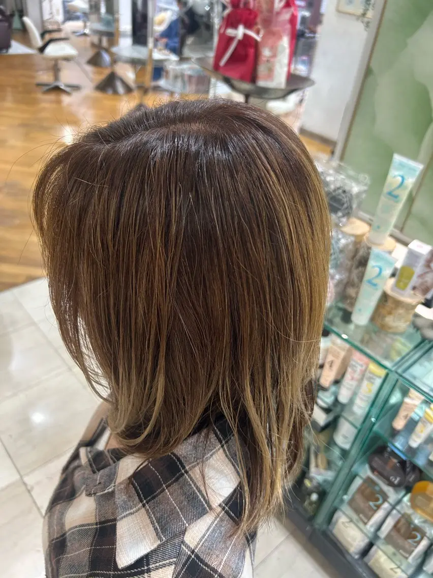 カラー ハイライトカラー ヘアカラー 原 一楓のヘアスタイル