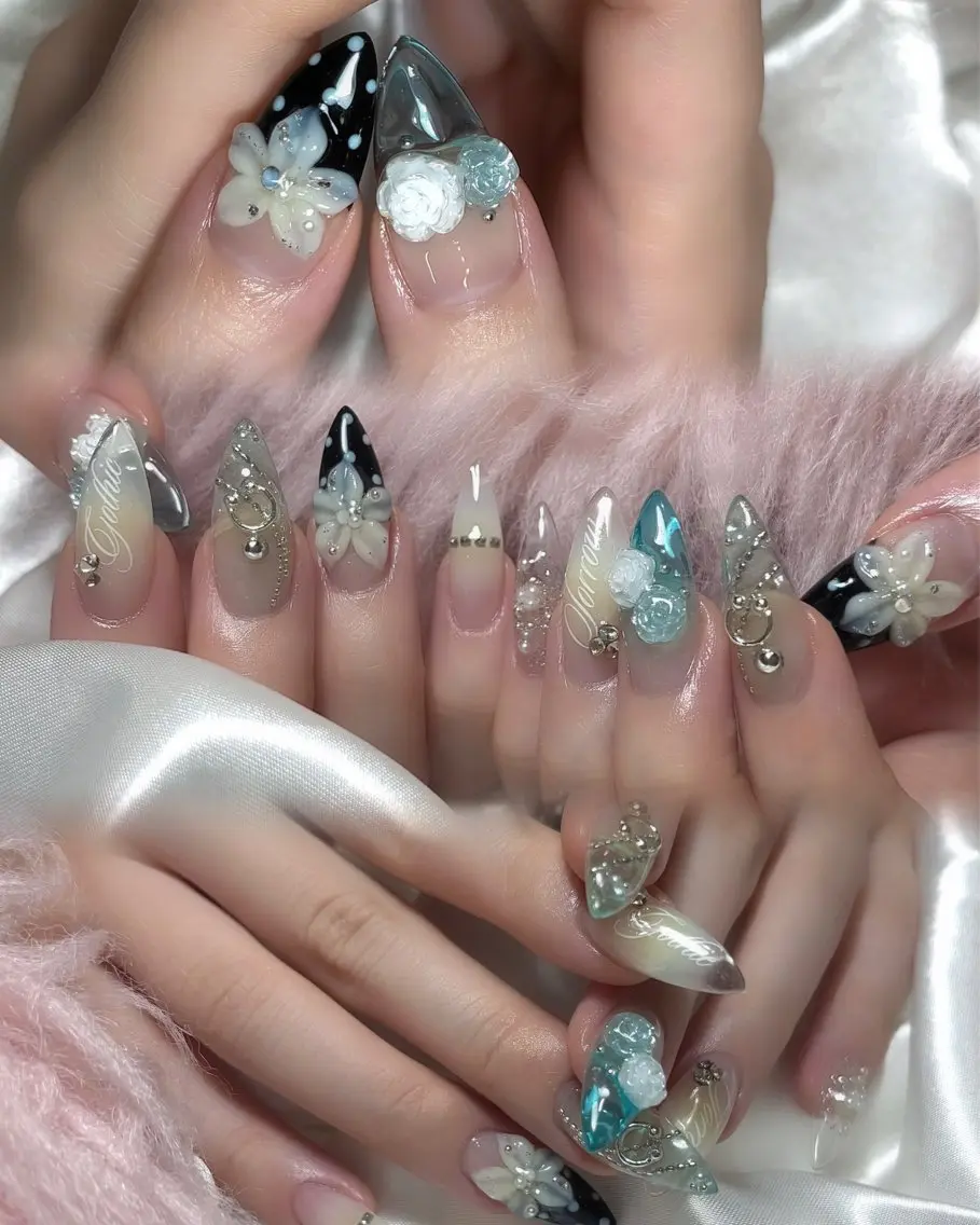ネイル クリアネイル ドット スカルプネイル ハンドネイル nail salon JENNIEのネイルデザイン