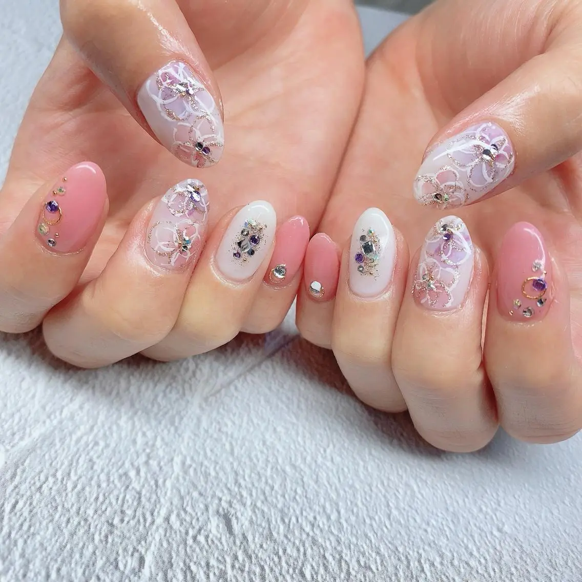 ネイル 渋谷／チップ長さ出し 👑アプレgel-xのネイルデザイン