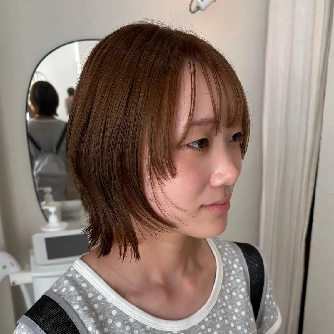 ショート カラー ベージュカラー 透明感カラー ダブルカラー オリーブベージュ カット ヘアカラー シマダ ユウナのヘアスタイル
