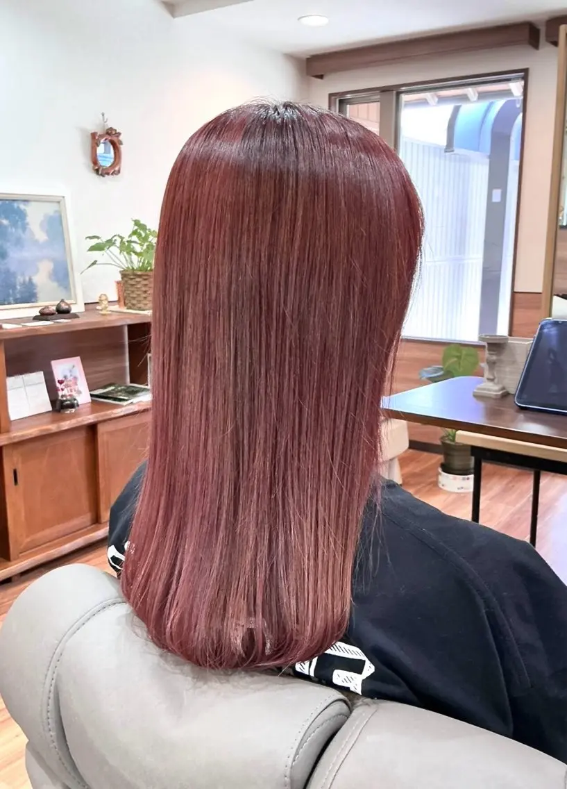 ミディアム カラー 縮毛矯正 Annon プライベートサロンのヘアスタイル