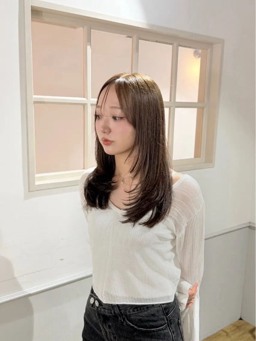 セミロング カラー ブリーチ 透明感カラー ヘアカラー 佐藤斗和／仙台／艶カ ラー／透明感カラー✨のヘアスタイル