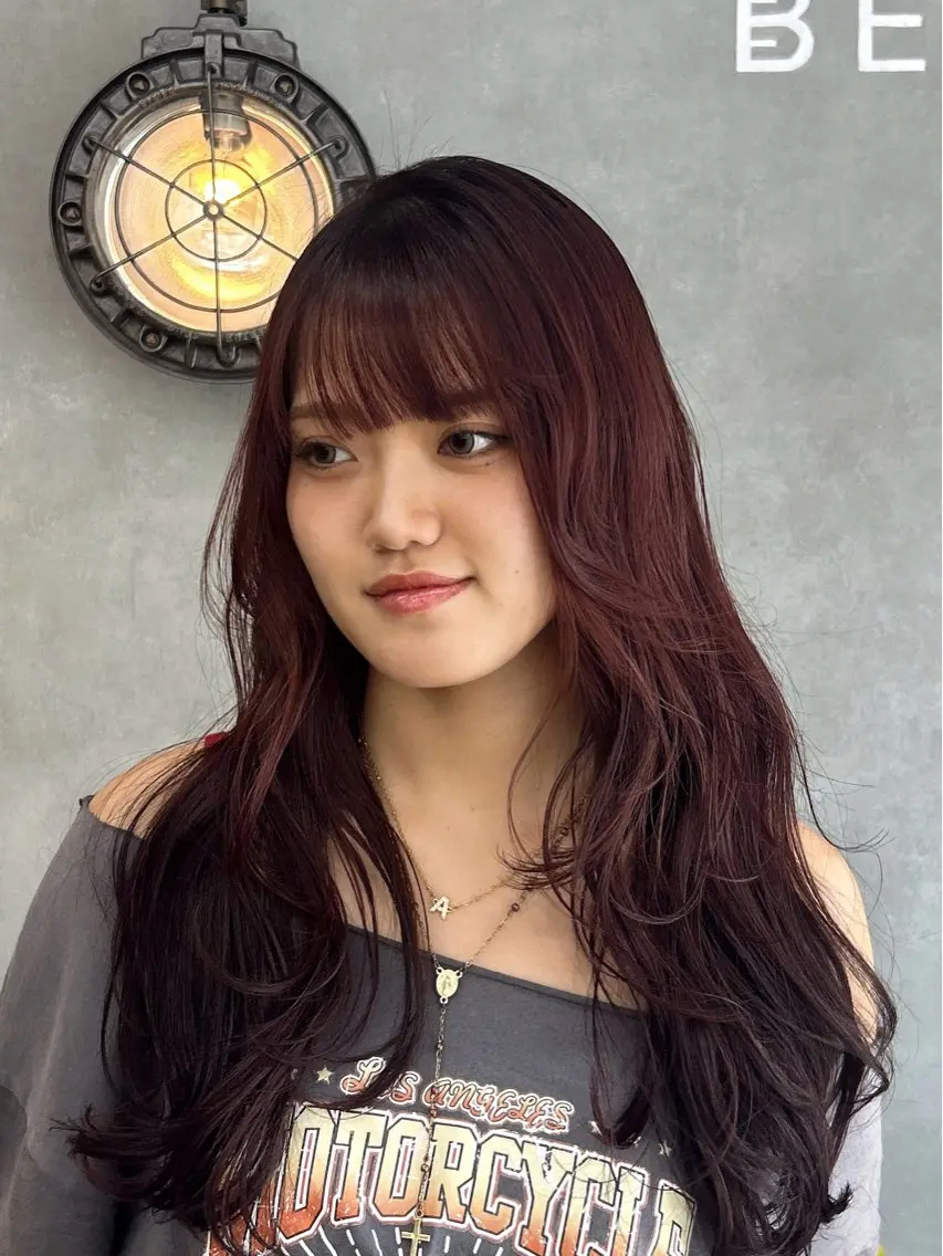 ロング カラー ボルドーカラー カット ヘアカラー BELO OSAKA マオのヘアスタイル