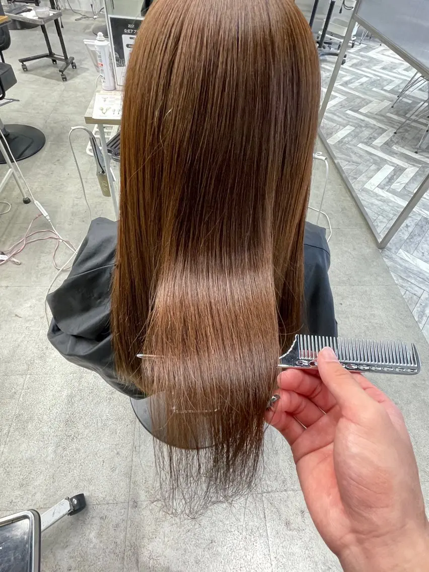 ロング ボブ ハイライト 髪質改善 韓国風ヘア レイヤーカット ヘアカラー 丸山 颯輝斗のヘアスタイル