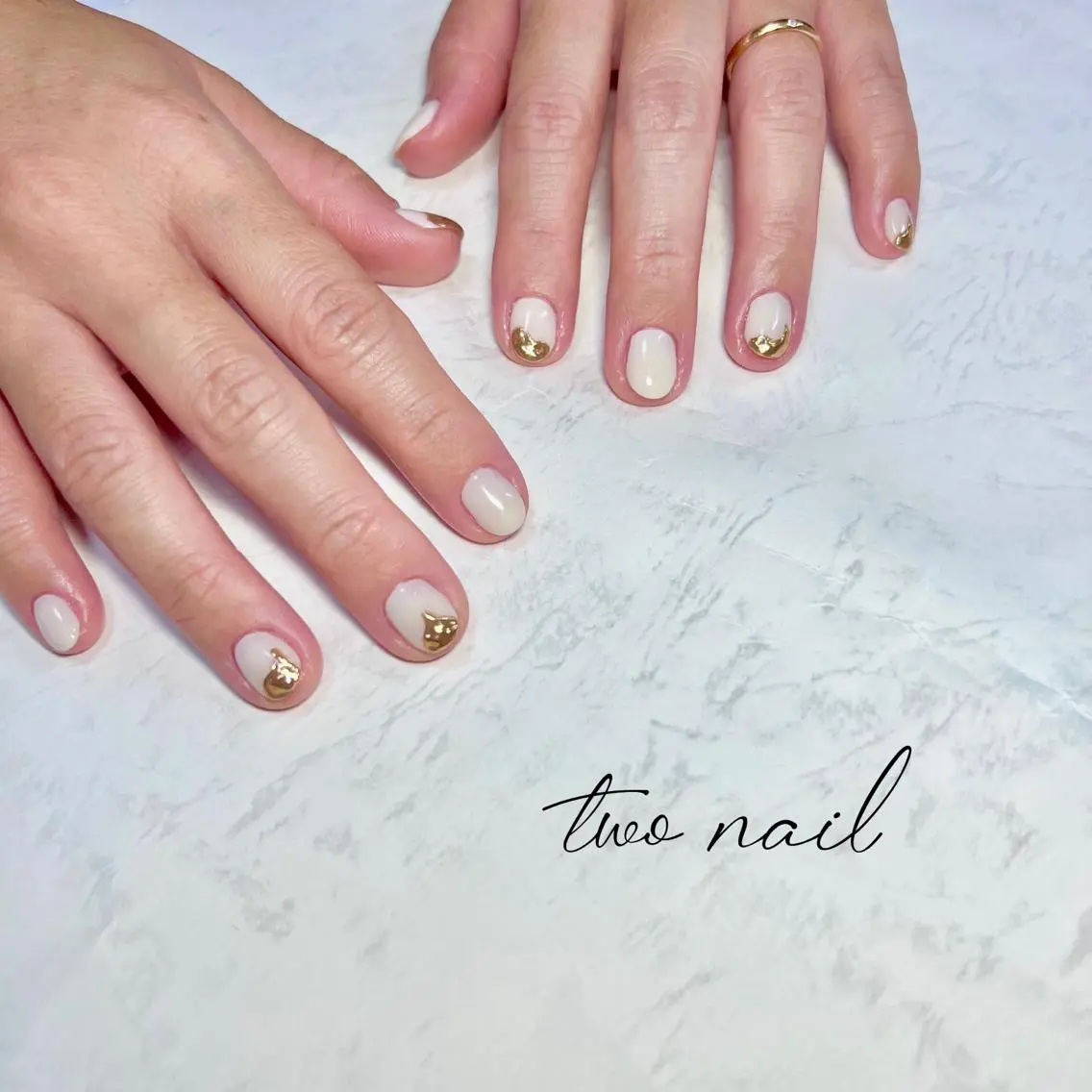ネイル アートネイル フットネイル ハート ニュアンスネイル ホワイト two nailのネイルデザイン