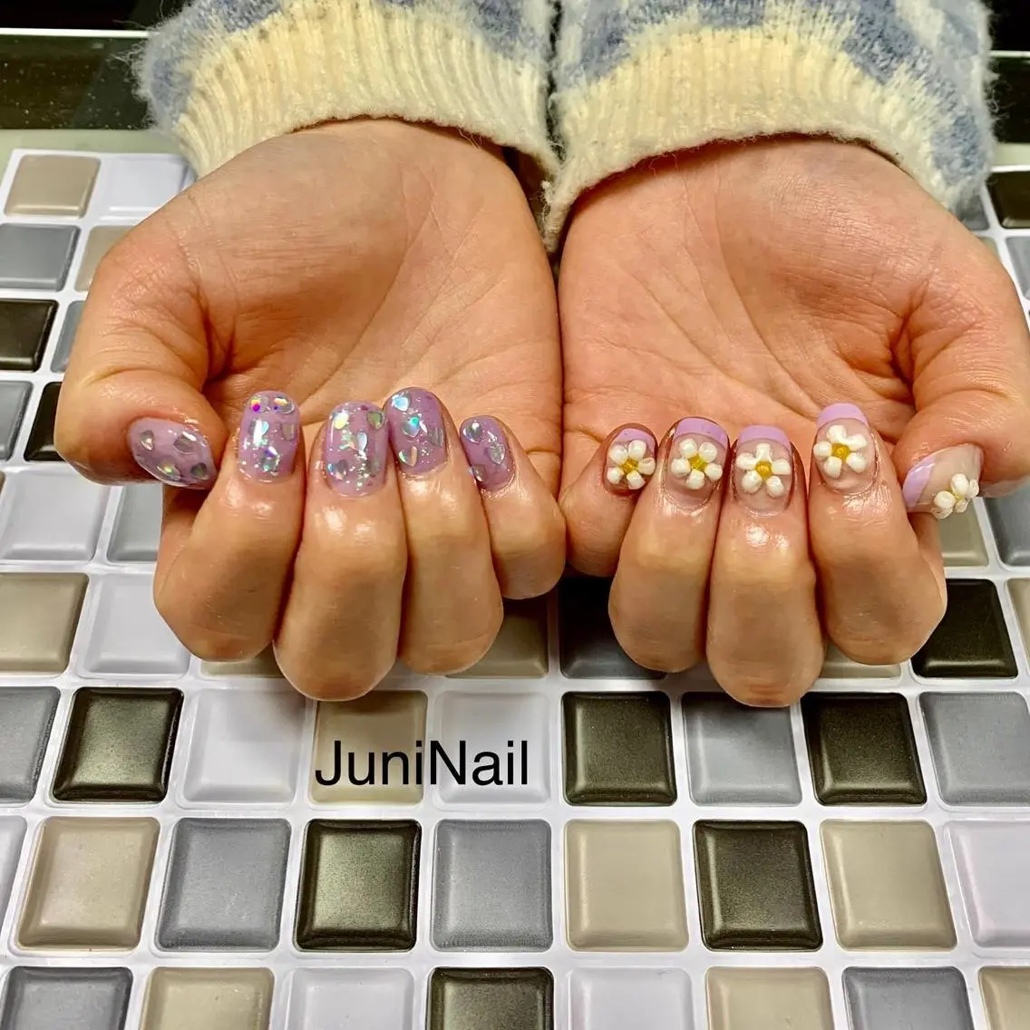 ネイル オーロラネイル クリアネイル 成人式 フラッシュネイル フレンチネイル ハンドネイル JuniNail 주니네일🇰🇷suのネイルデザイン
