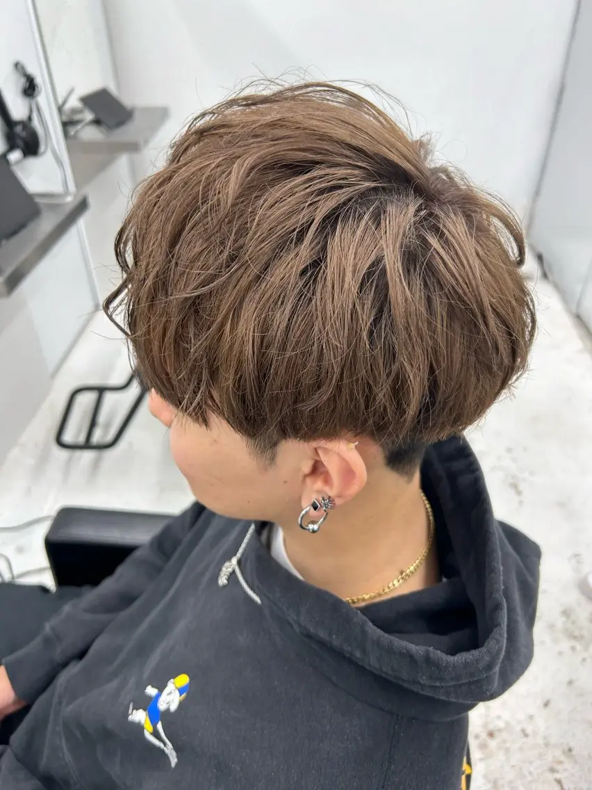 ショート カラー メンズ マッシュ カット ヘアカラー 【メンズパーマ特化】 🍏網中勇喜のヘアスタイル