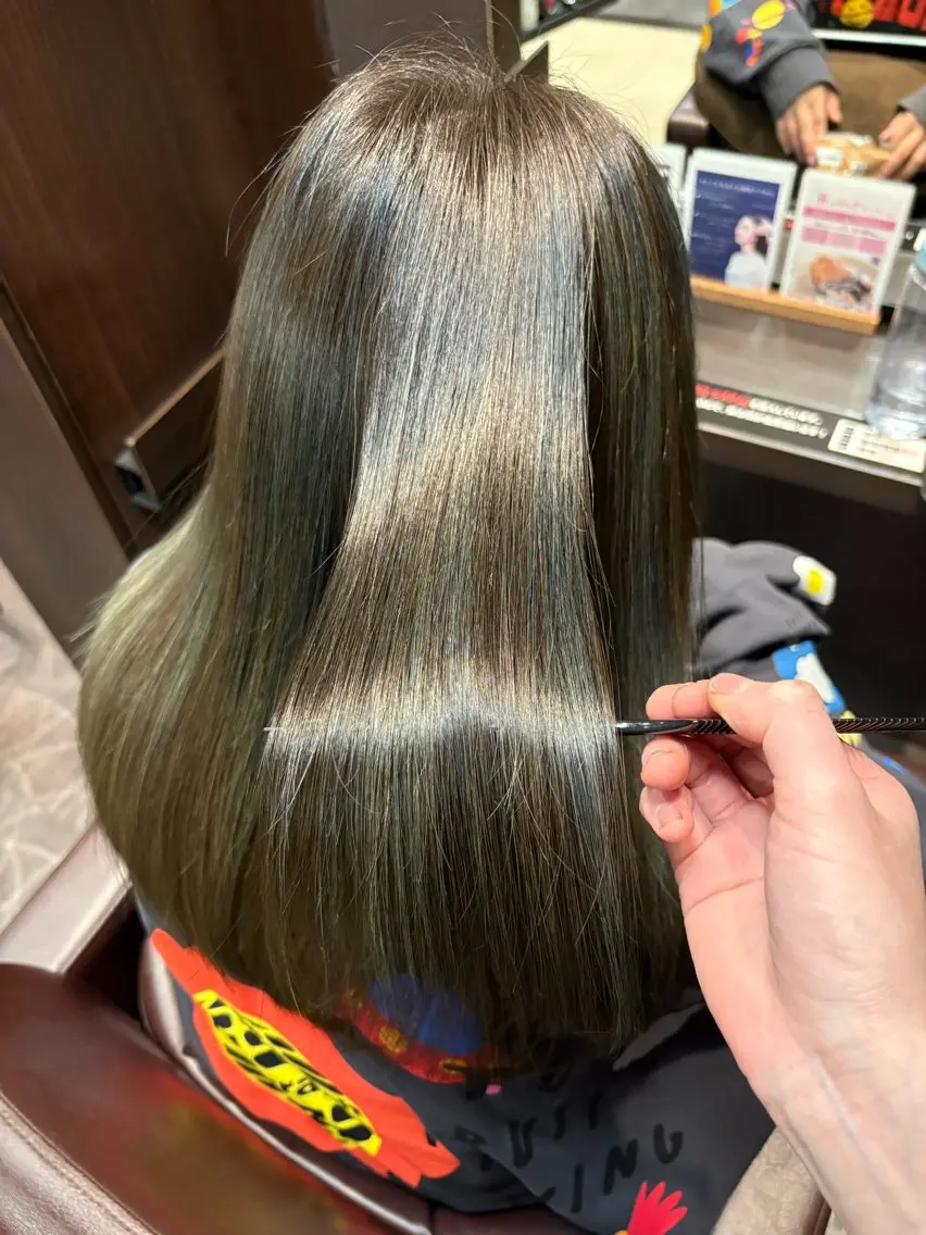 セミロング カラー アッシュ ハイライトカラー ネイビーカラー ハイライト 小池 穂果/ 府中のヘアスタイル