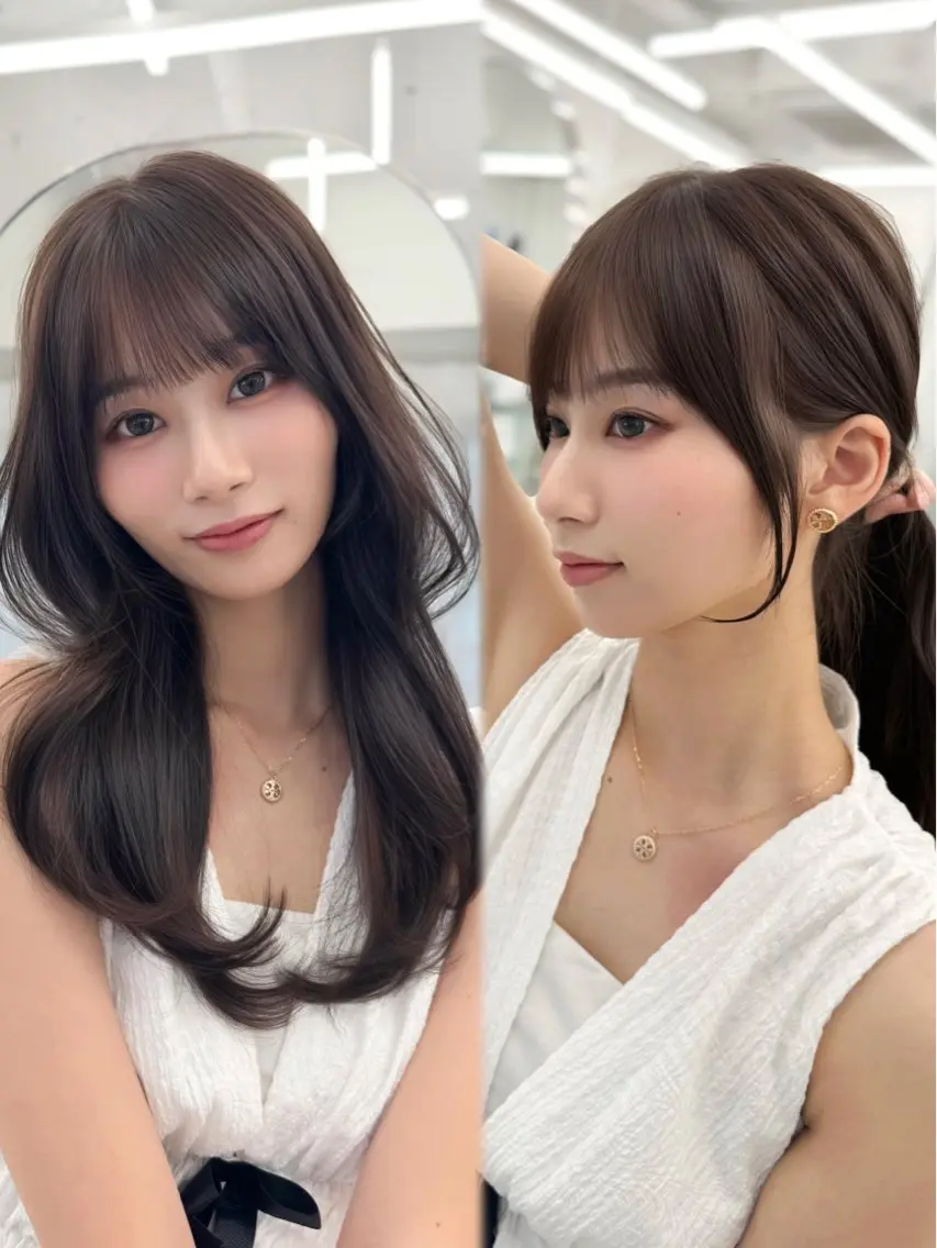 大人気💕透明感カラー+外部補修トリートメント+前髪顔まわりカットの写真