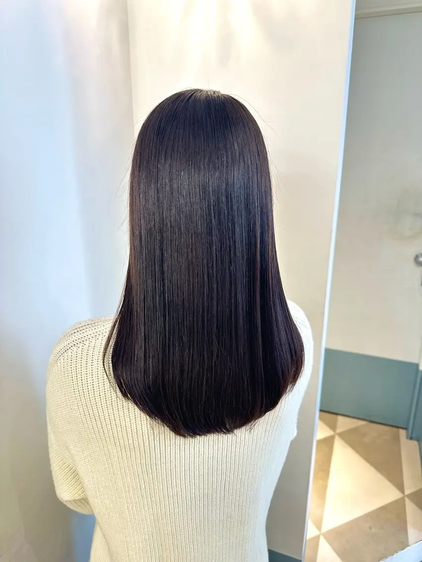 ロング パーマ ストレートパーマ 安丸 結夏のヘアスタイル