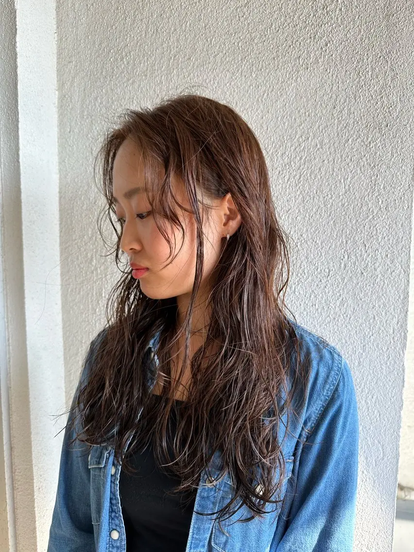 ロング ロング カット パーマ 田辺 一樹のヘアスタイル