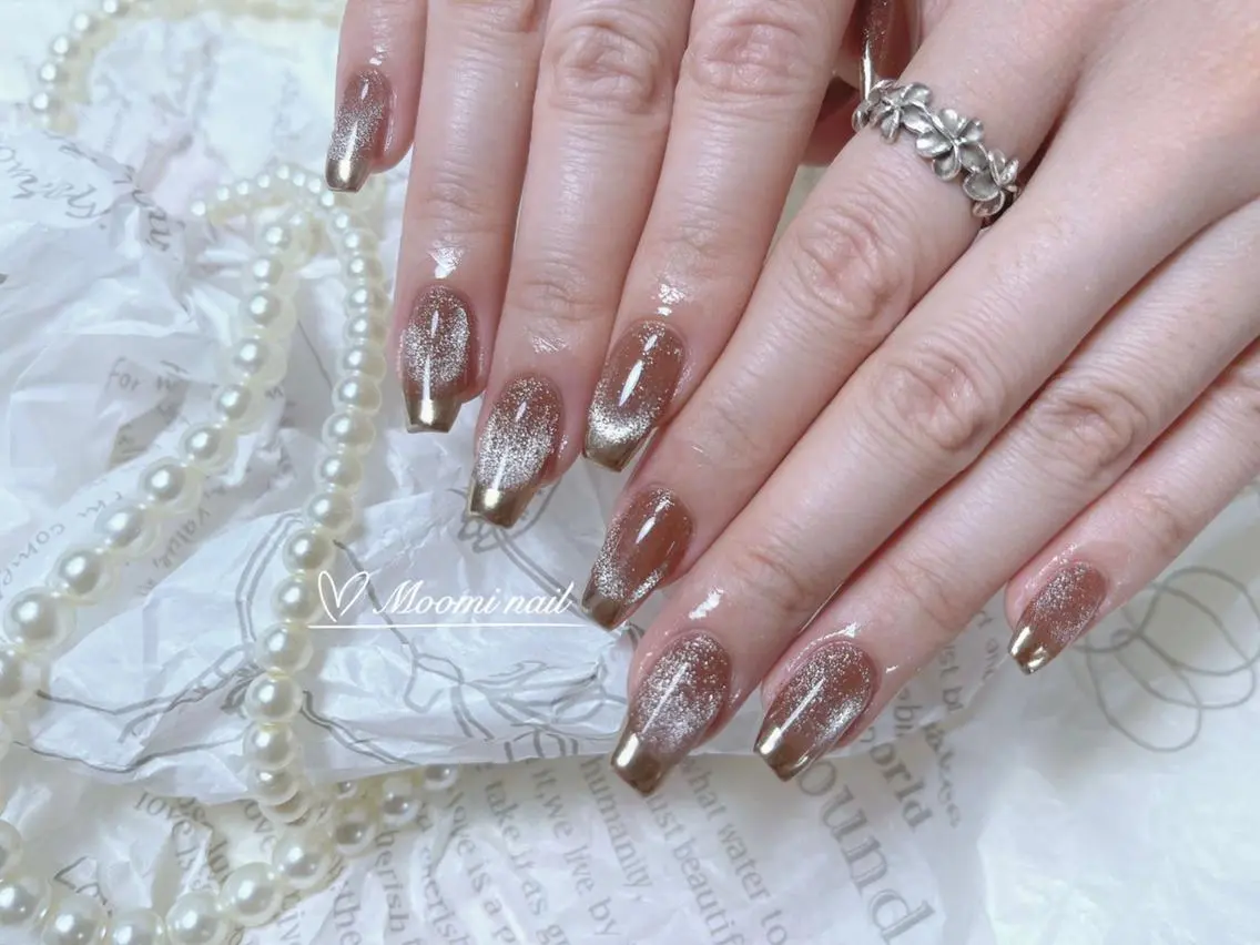 ネイル 長さ出し ジェルネイル グラデーション 韓国ネイル マグネットネイル moomi nail スカルプ専門のネイルデザイン