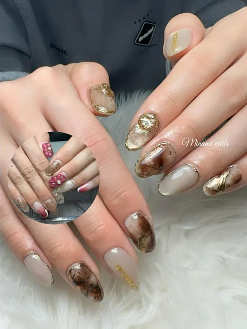 ネイル アートネイル オーロラネイル ガーリー キラキラネイル 韓国ネイル ハンドネイル Minami Nailsのネイルデザイン