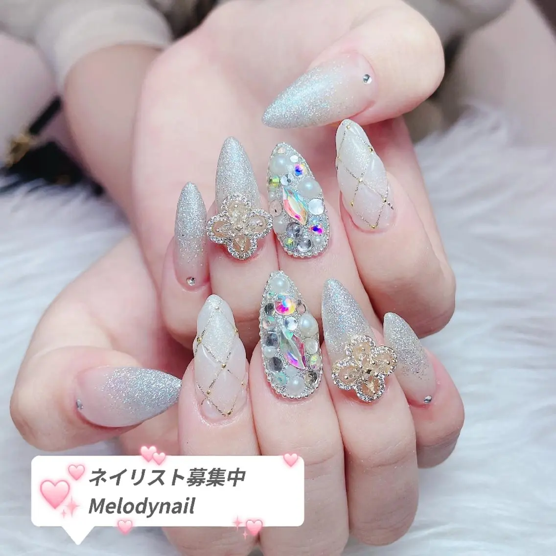 ネイル チークネイル ジェルネイル 氷ネイル・うるうるネイル マグネットネイル Melody 3D/スカルプ専門店のネイルデザイン