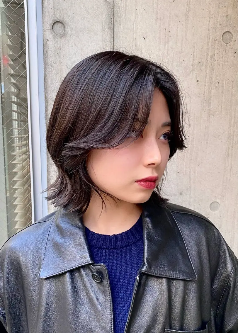 ミディアム カラー 似合わせレイヤー/ ケアパーマ/高倉のヘアスタイル