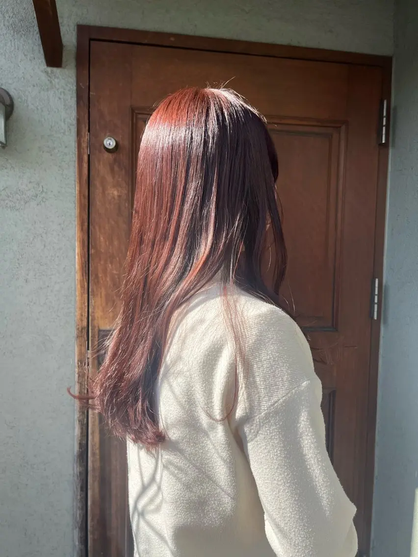 ロング カラー ピンクカラー カット ヘアカラー トリートメント フクウラ ミホのヘアスタイル