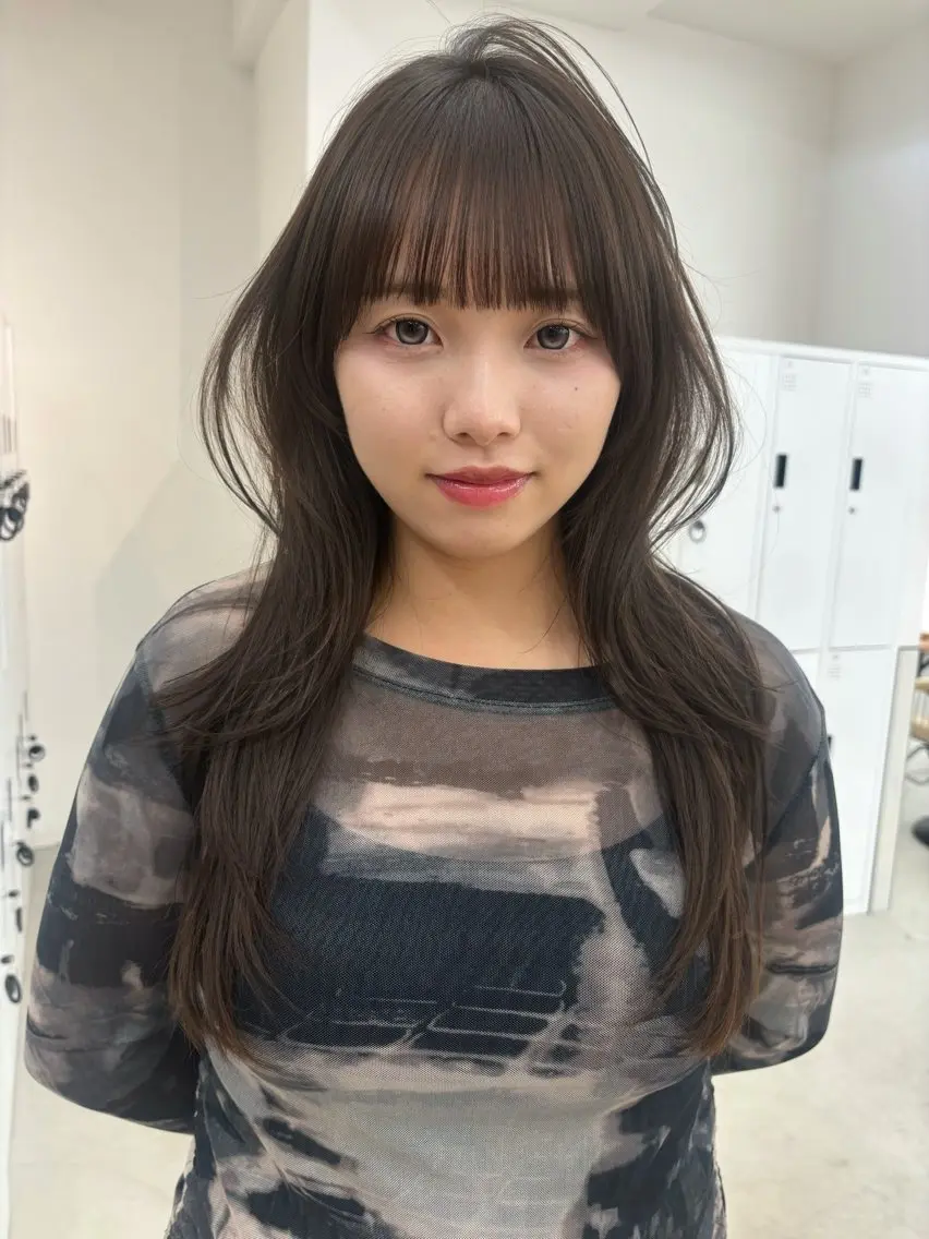 ロング カラー カット ヘアカラー 韓国風レイヤーカット 松葉翔のヘアスタイル