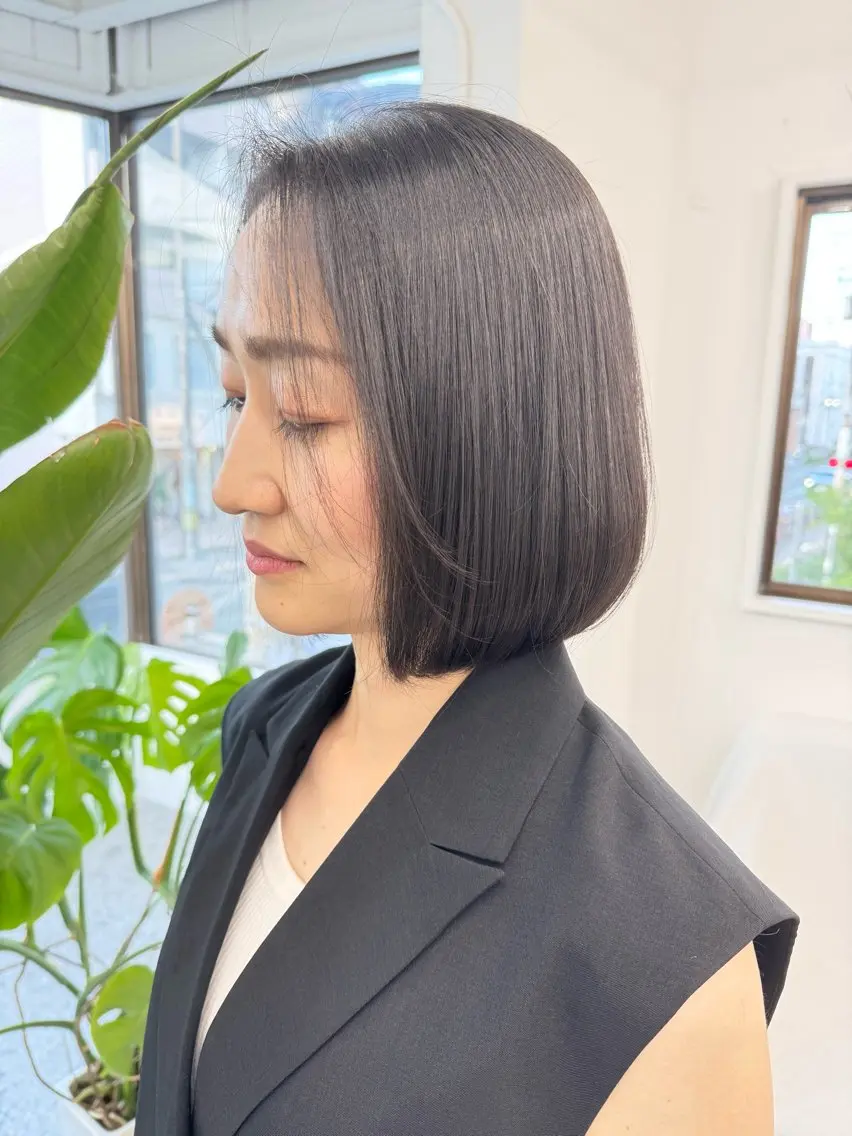 ミディアム カット 縮毛矯正 トリートメント 箕面☆髪質改善☆安田 聡志のヘアスタイル