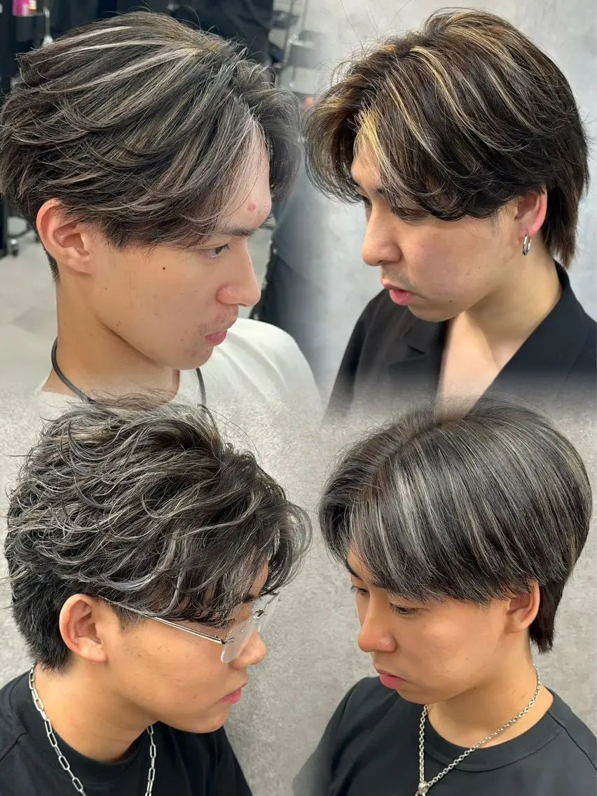カラー パーマ メンズ メンズハイライト メンズメッシュ ハイライトカラー メッシュ カット ヘアカラー 札幌メンズ指名 No. 1/光👑のヘアスタイル