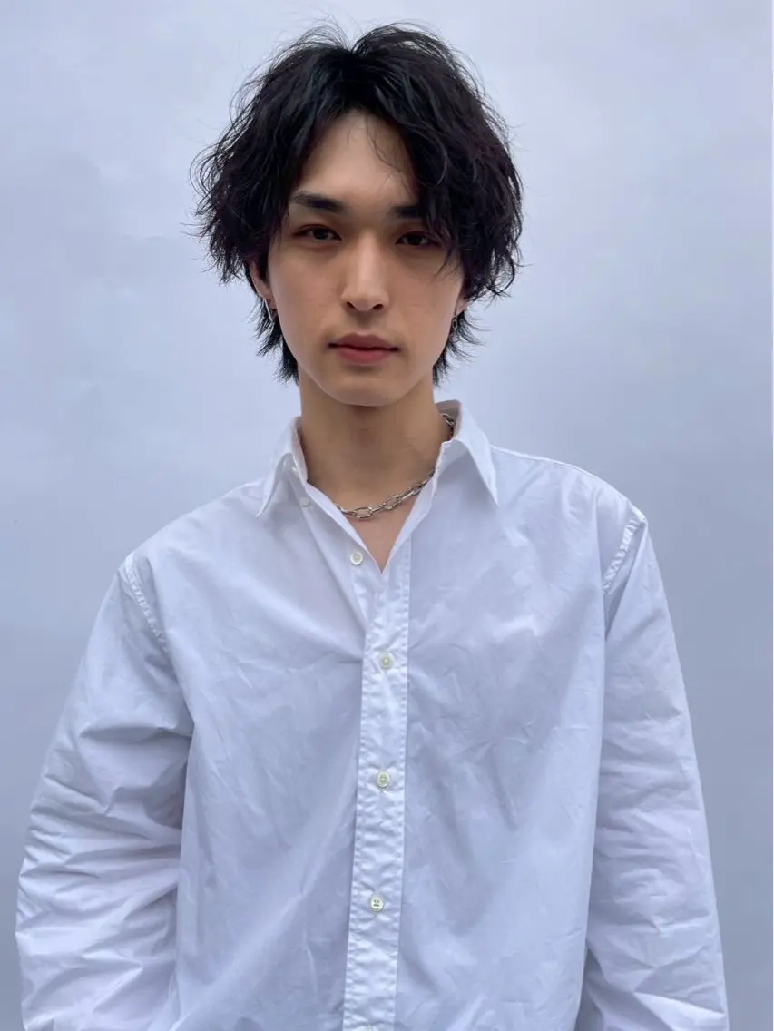 パーマ メンズ 波巻きパーマ カット パーマ 吉沢遣人/レイヤー 艶カラー/抜け感のヘアスタイル