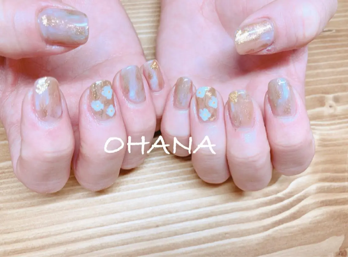 ネイル 成人式 長さ出し フットネイル ハート ミラーネイル nailroom OHANA🌴のネイルデザイン