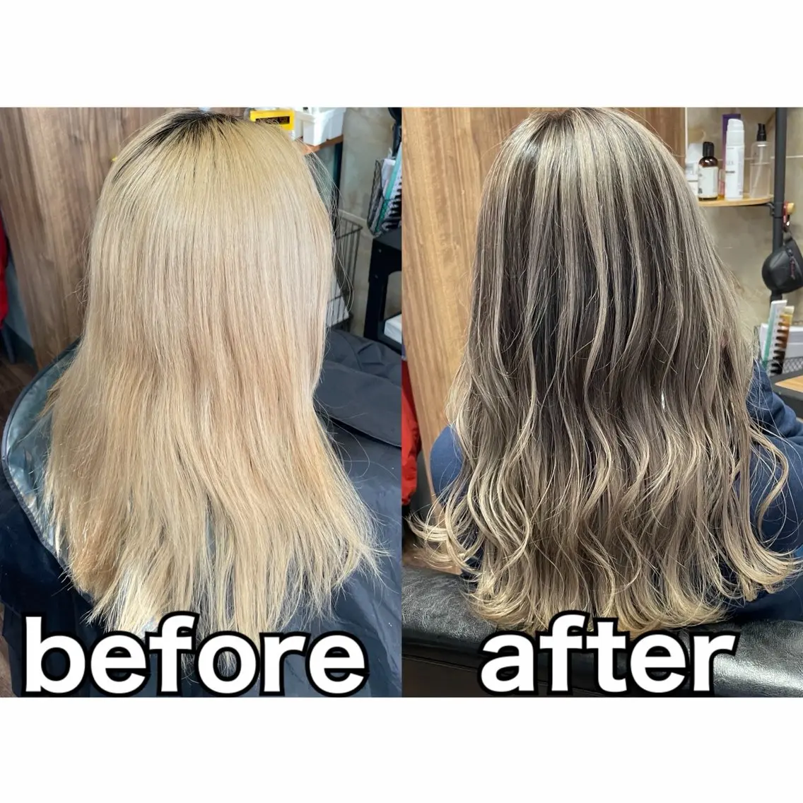 ミディアム カラー バレイヤージュ レイヤーカット カット ヘアカラー トリートメント Lull1人美容室 イージーパーマのヘアスタイル