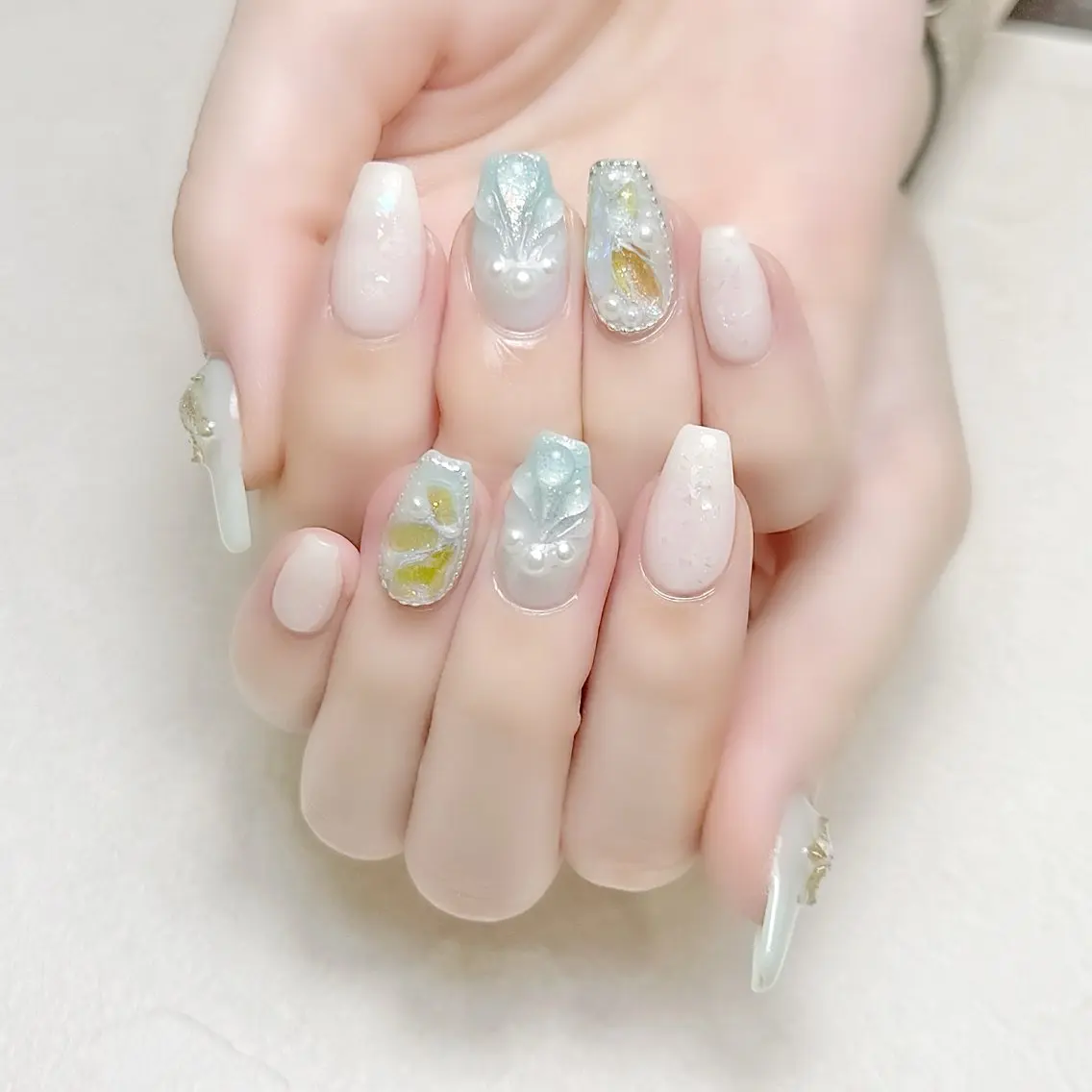 ネイル 氷ネイル・うるうるネイル ラメ(グリッター) 夏ネイル rouse nail RISATOのネイルデザイン