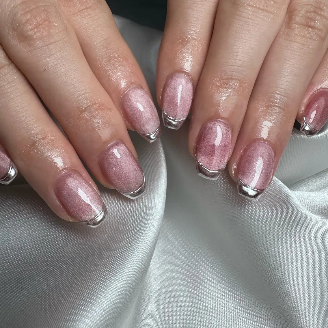 ネイル フレンチネイル マグネットネイル ミラーネイル nail salon 凪のネイルデザイン