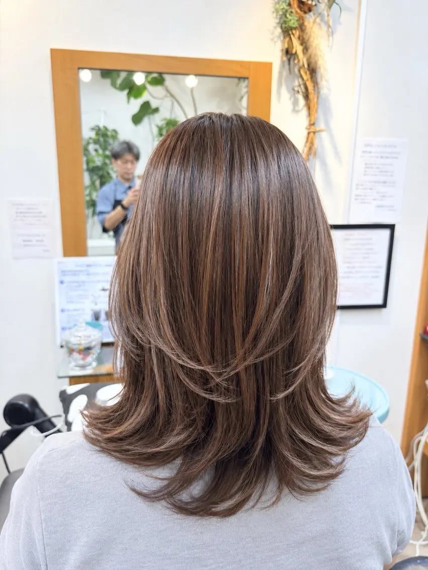 ミディアム ハイライト hama yukiのヘアスタイル