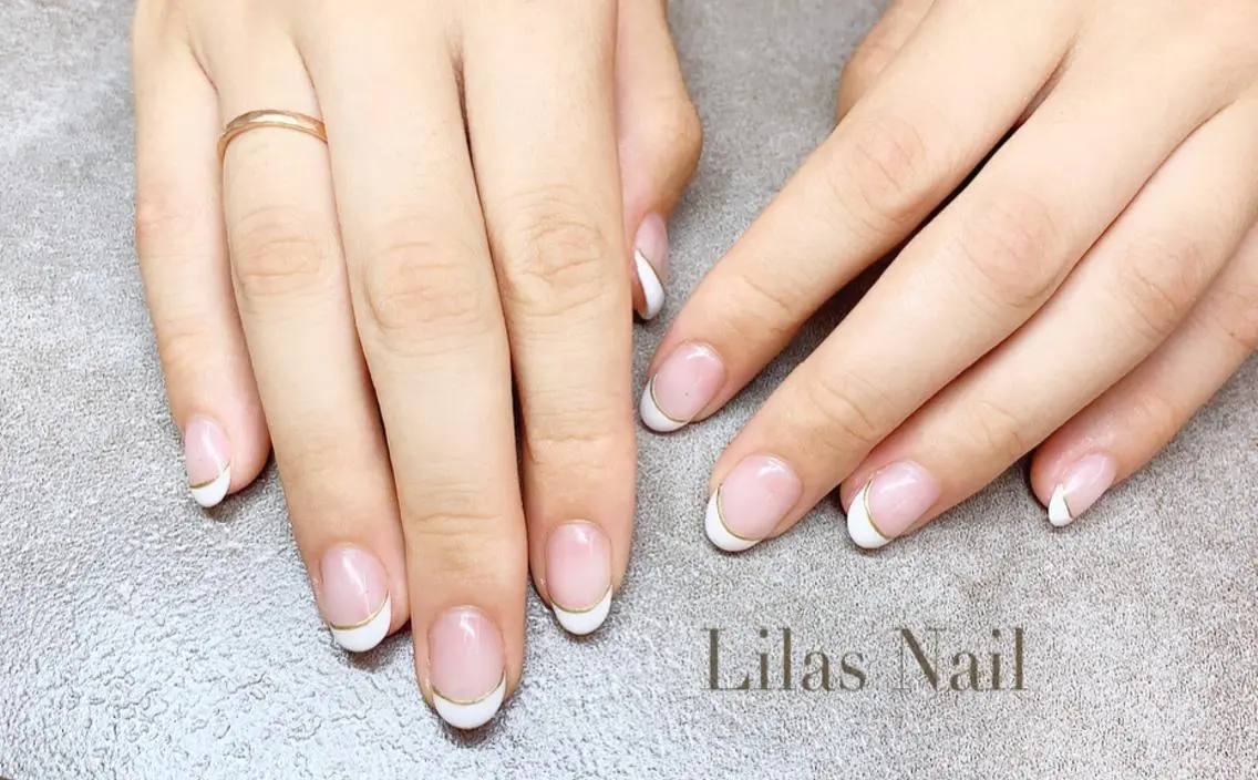 ネイル フレンチネイル ハート ニュアンスネイル オフィスネイル Lilas Nailのネイルデザイン