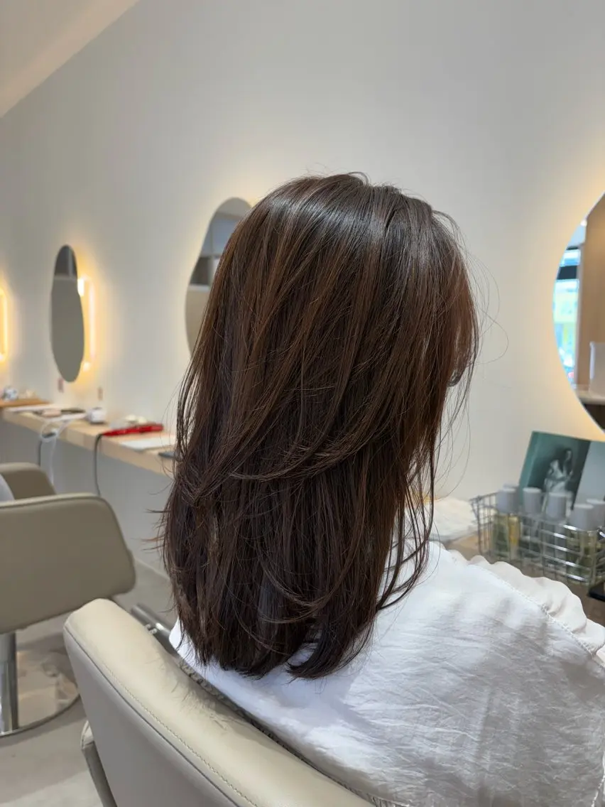 セミロング カラー レイヤーカット 小顔カット カット ヘアカラー レイヤー/透明感/髪 質改善/メンズ/佐藤のヘアスタイル