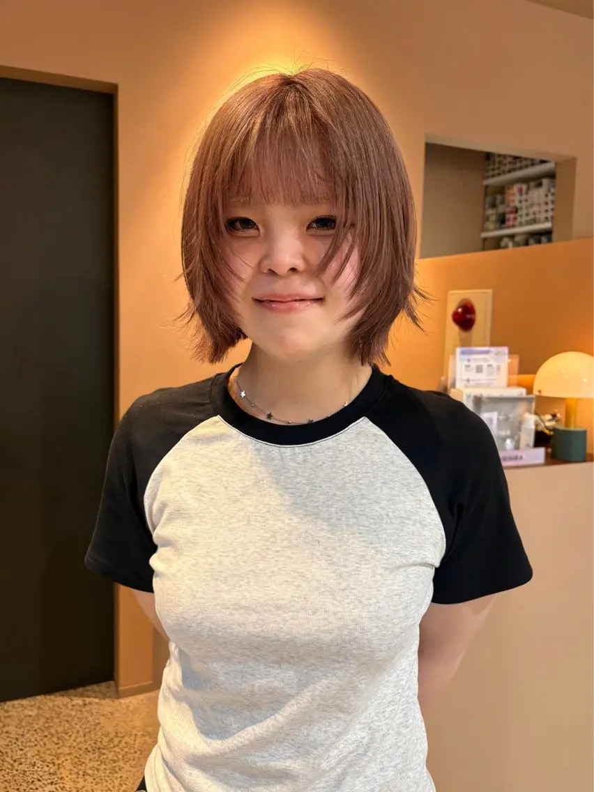ショート ボブレイヤー ボブ レイヤーカット 小顔カット カット 韓国レイヤー YOKE reinaのヘアスタイル