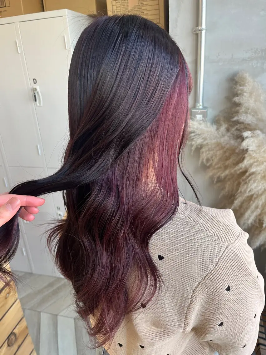 カラー ブラウンカラー インナーカラー ピンクカラー 田中 萌のヘアスタイル