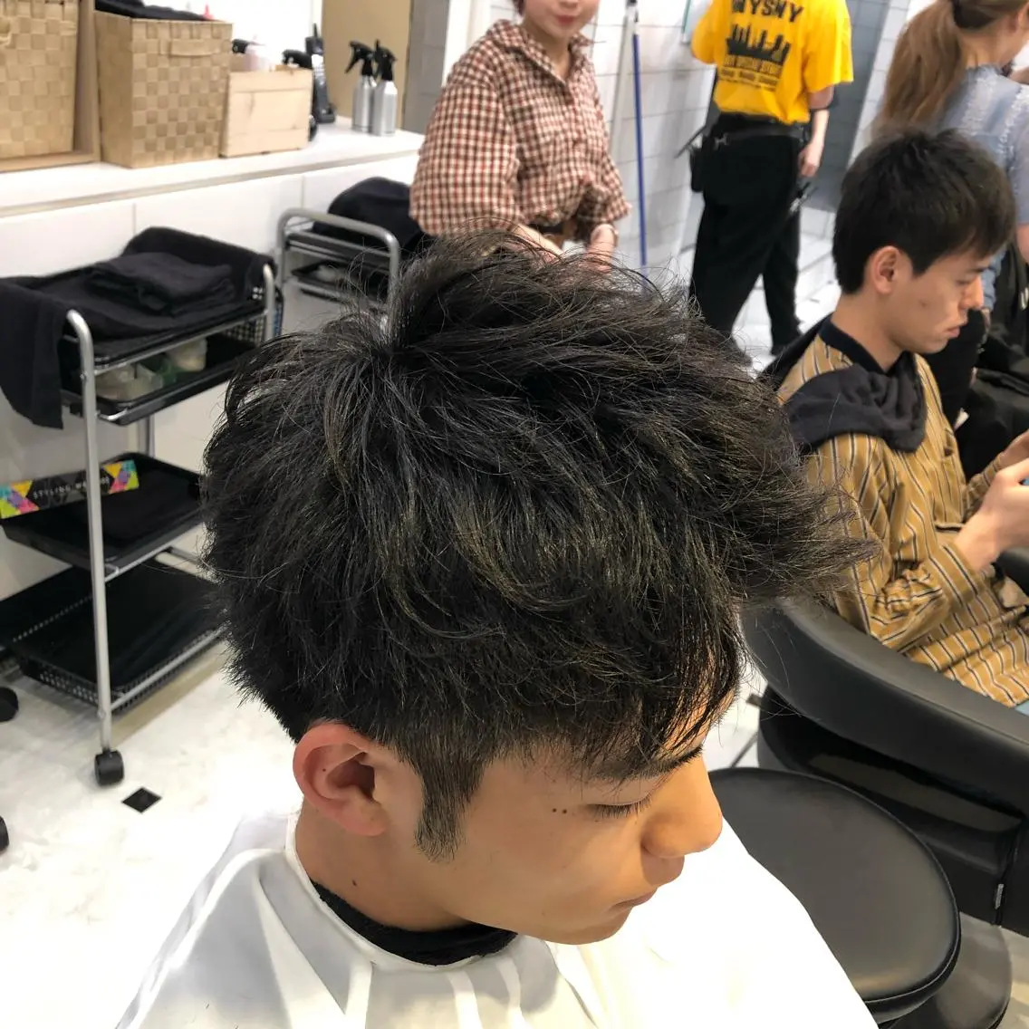 ショート カラー パーマ メンズ メンズパーマ ベージュグレージュ 💕しゅーじ💕のヘアスタイル