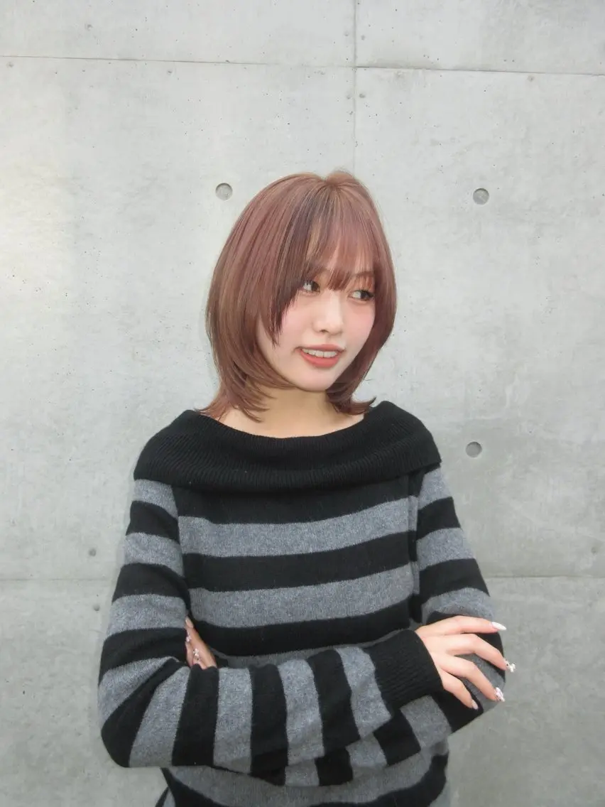 セミロング カラー ヘアカラー 縮毛矯正 トリートメント 艶カラー/髪質改善 kyoka🫧のヘアスタイル
