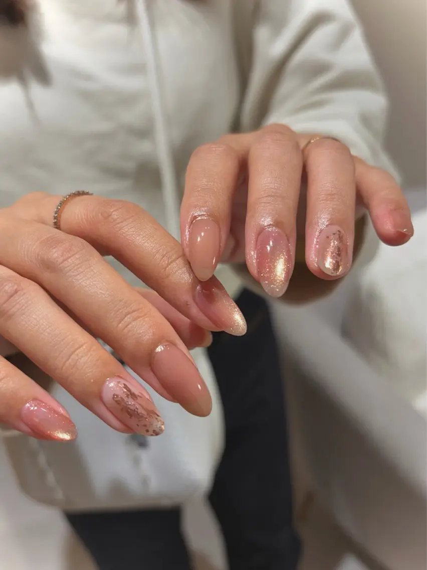ネイル ブラウン ピンク lou nailのネイルデザイン