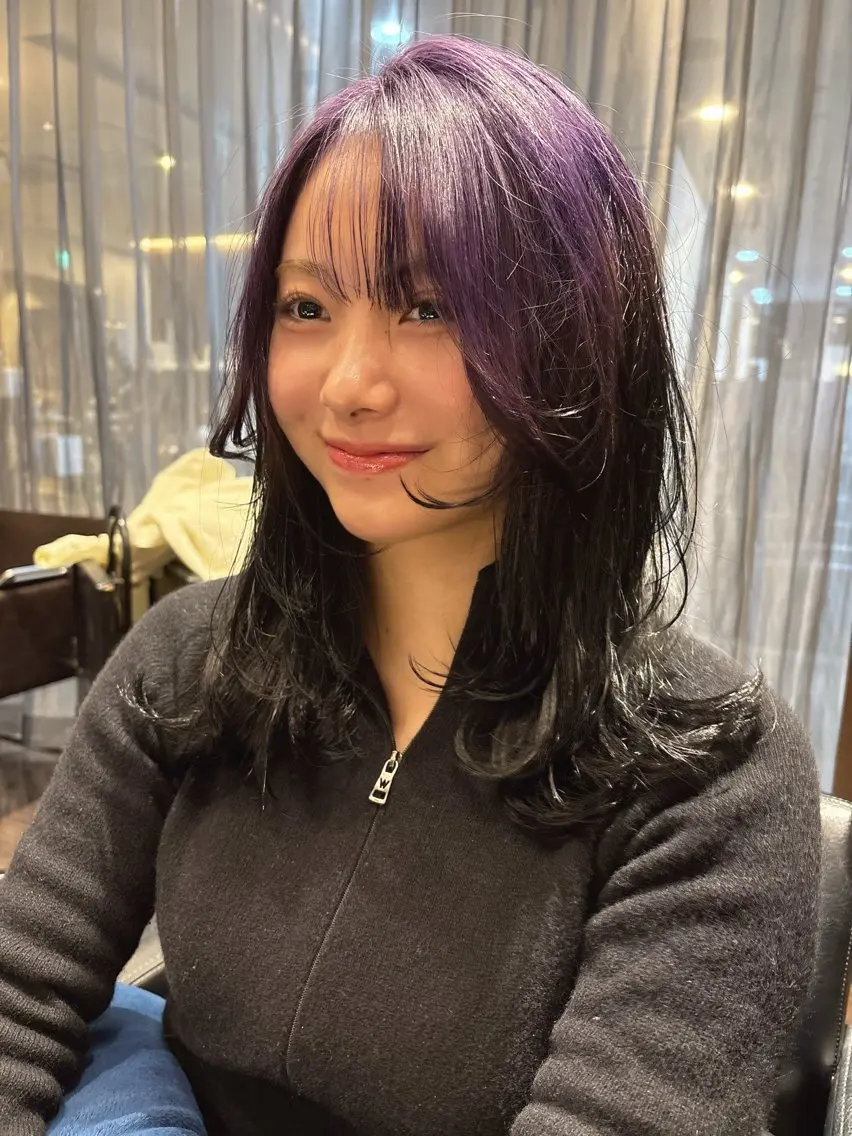ミディアム 人気サロン縮毛矯正 ボブカットカラーのヘアスタイル