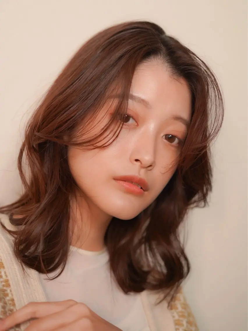 セミロング カラー パーマ カット パーマ トリートメント 骨格/顔タイプ/ パーソナルカラー菅原のヘアスタイル