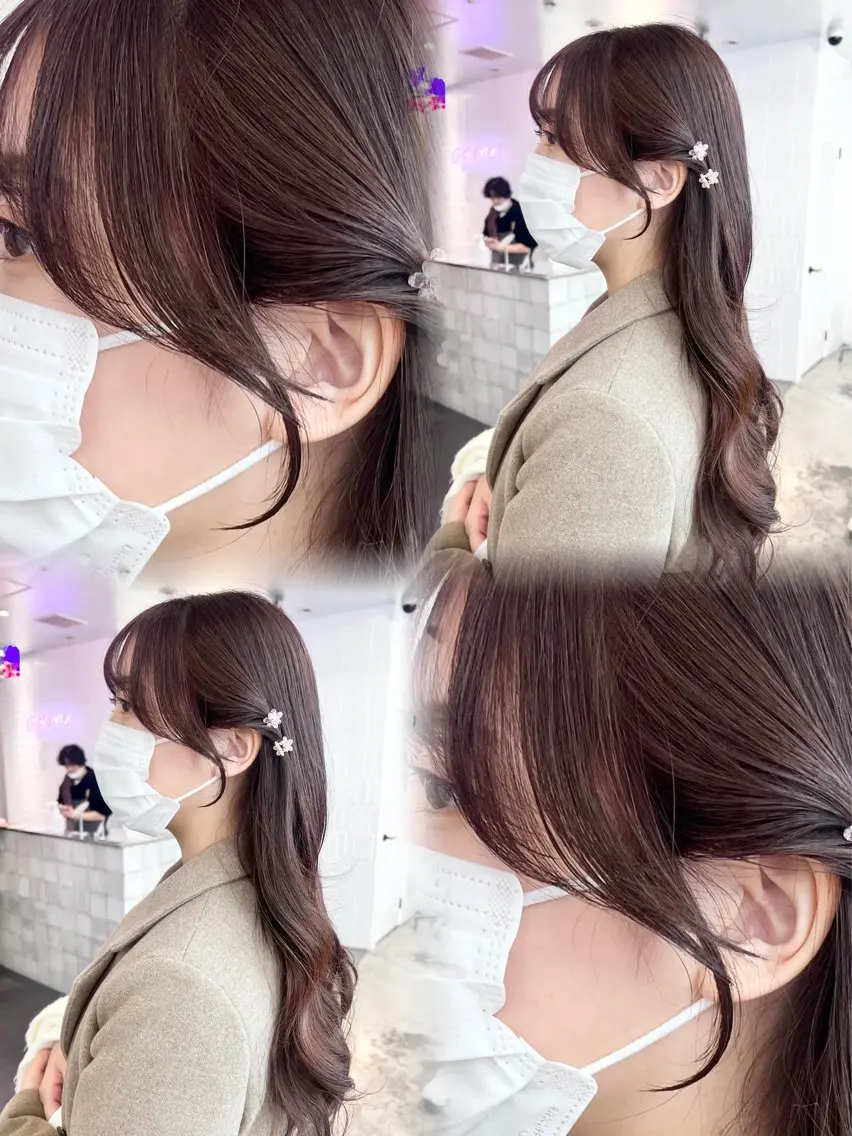 ロング カラー ヘアアレンジ ブラウンカラー ピンクカラー ピンクブラウン 小顔カット カット ヘアカラー トリートメント ヘアセット 天神レイヤーカット No.1💖マユカのヘアスタイル