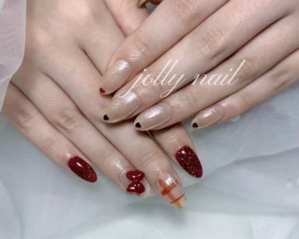 ネイル ハンドネイル Jolly チップ長さだしのネイルデザイン