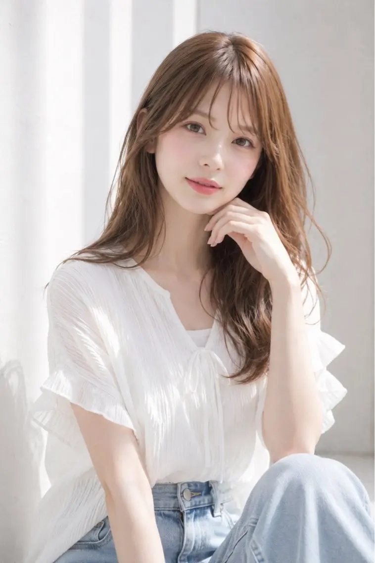 セミロング カラー ブリーチ ブラウンカラー 透明感カラー ダブルカラー ブリーチなしカラー カット ヘアカラー トリートメント 田村和範/似合わせ カラー/髪質改善のヘアスタイル