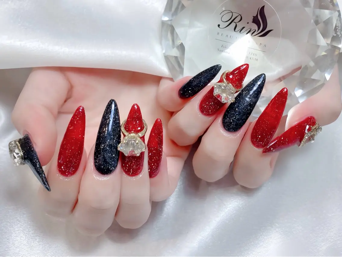 ネイル オーロラネイル チークネイル 桜ネイル クリアネイル ドット ハンドネイル Rin Nail Shinokuboのネイルデザイン